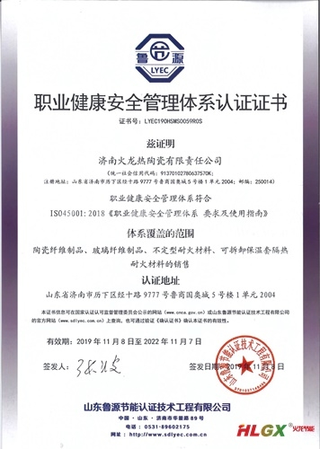 火龙节能职业健康安全管理体系证书2019