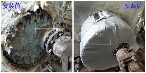 过滤器可拆卸保温套安装前后对比图